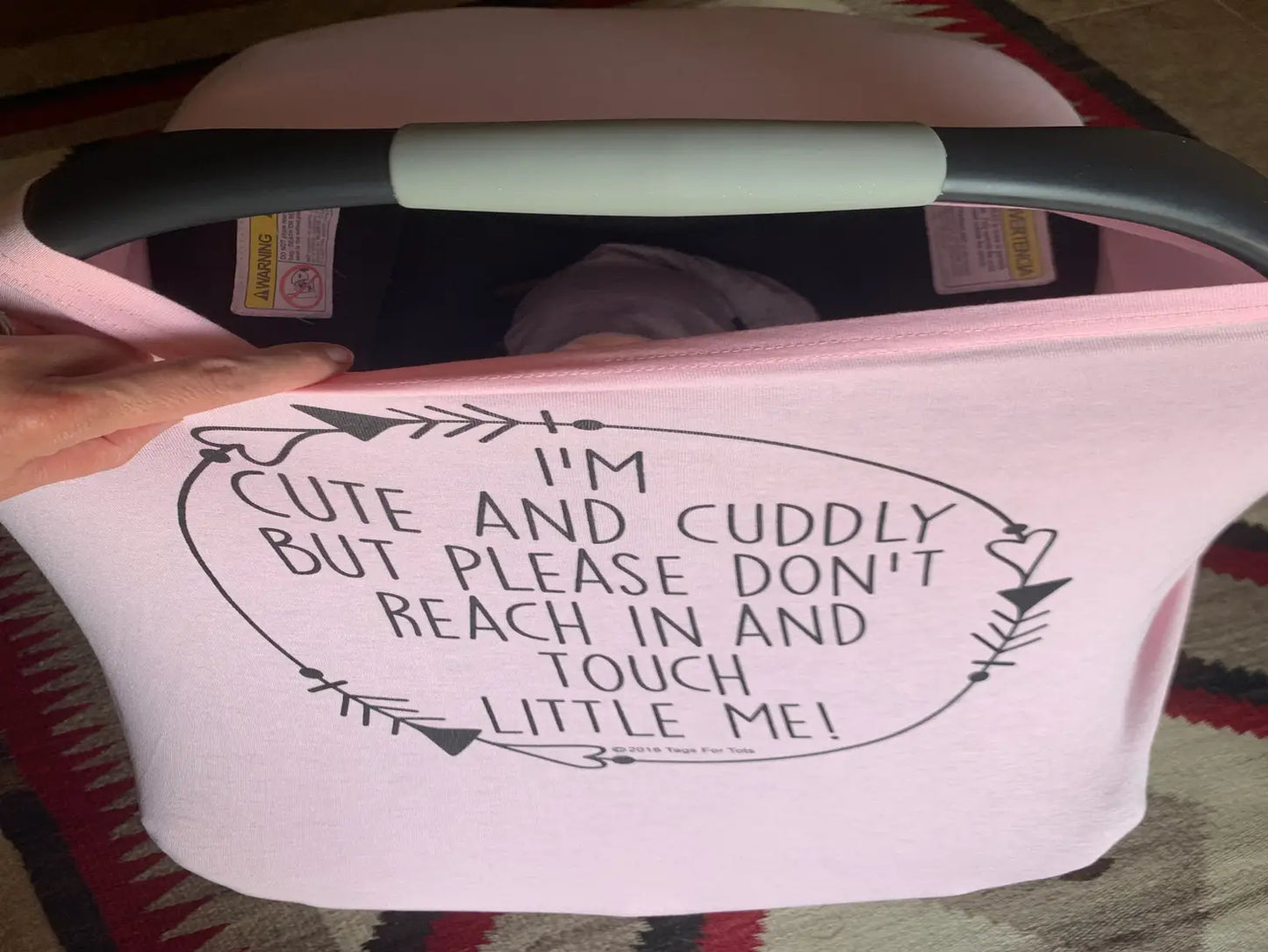 Pink No Touching Baby Car Seat Cover
