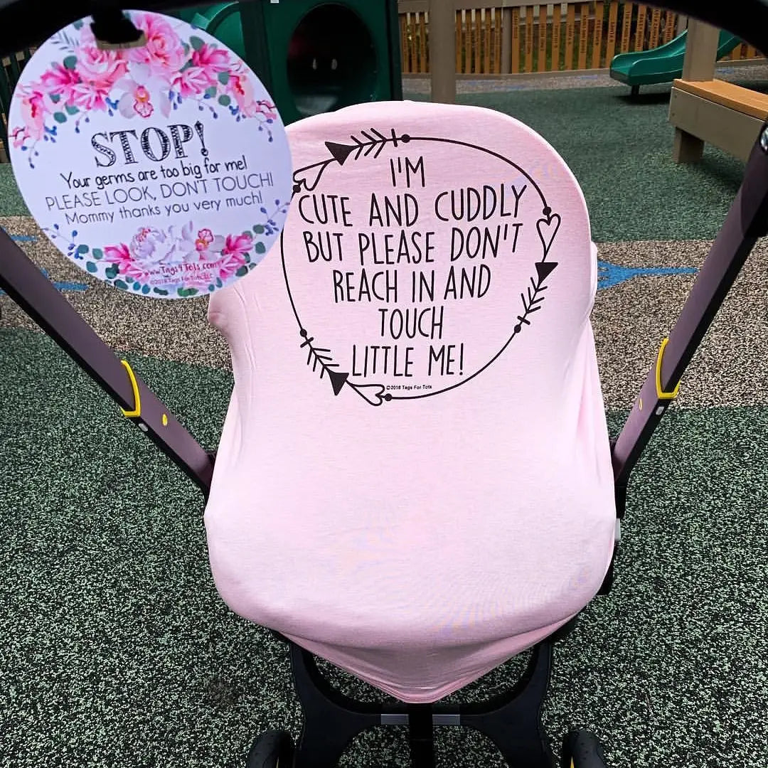 Pink No Touching Baby Car Seat Cover