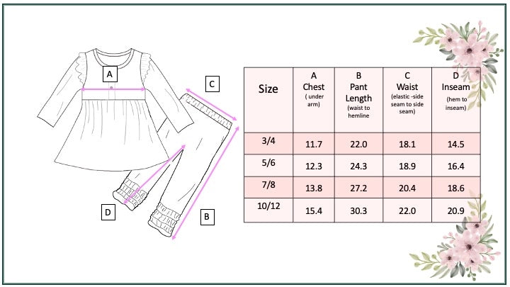 Sage Green Floral Tunic Top & Legging Pants Set
