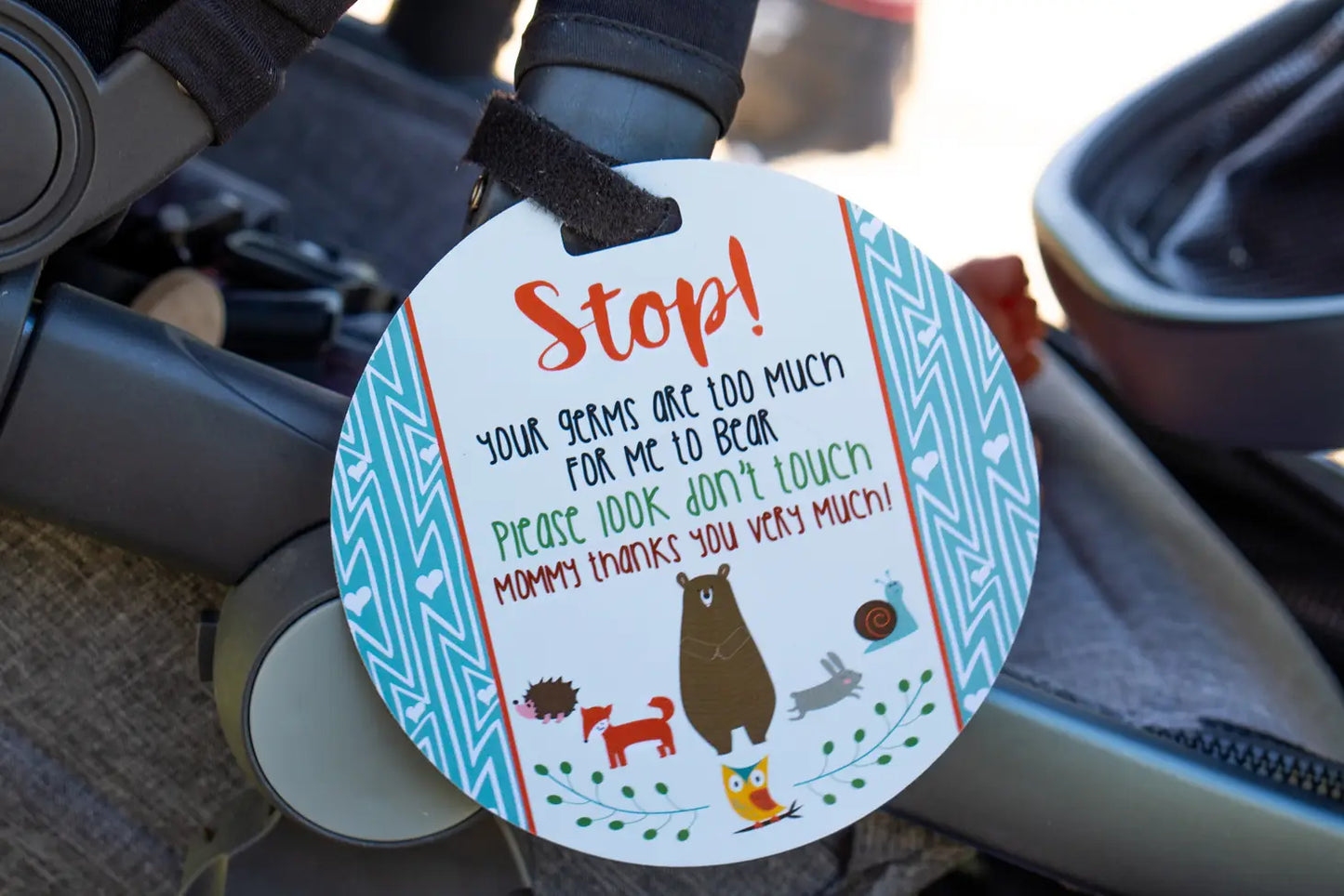 Woodlands No Touching Baby Car Seat and StrollerTag