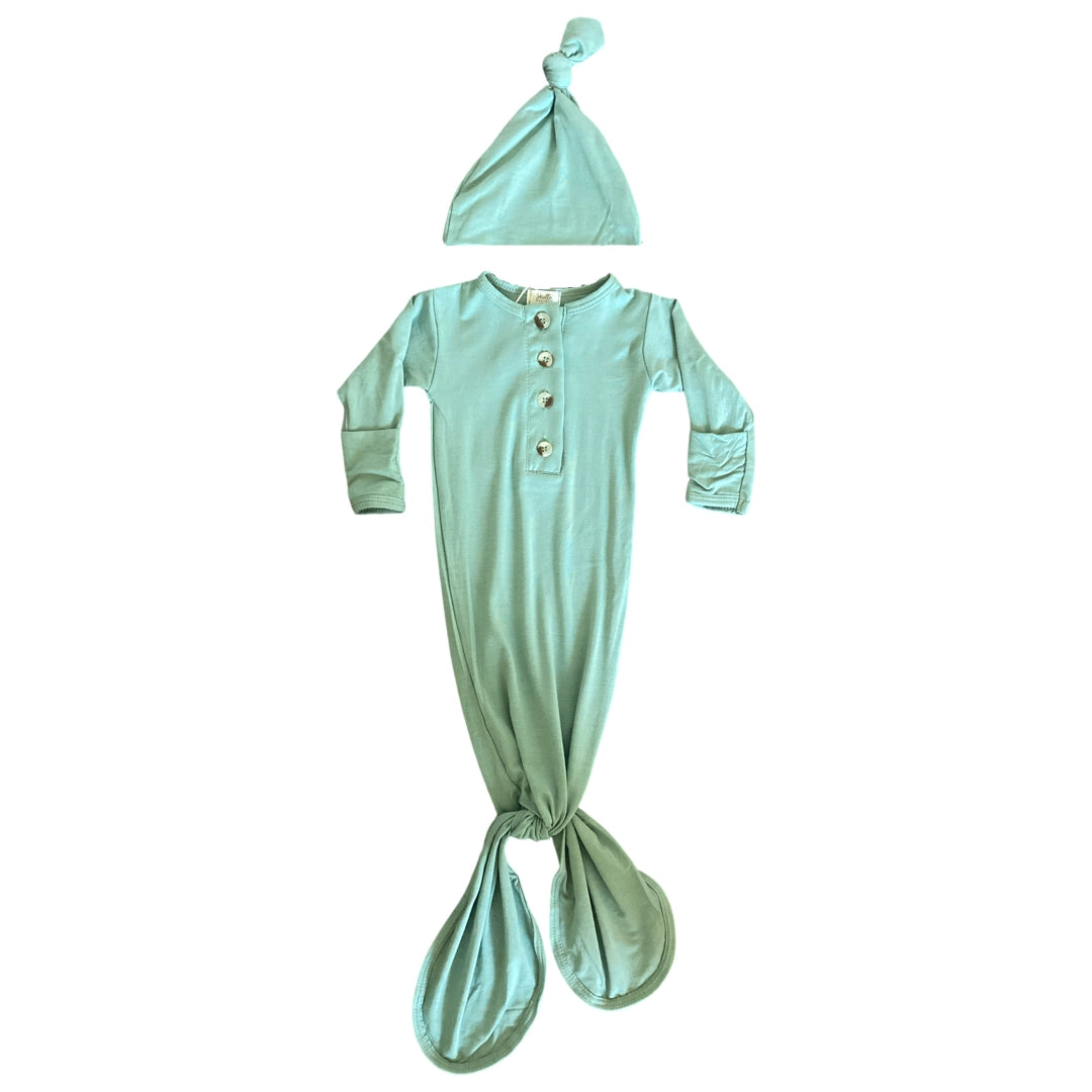Knotted Baby Gown and Hat Set (Newborn - 3 mo.) - Mint