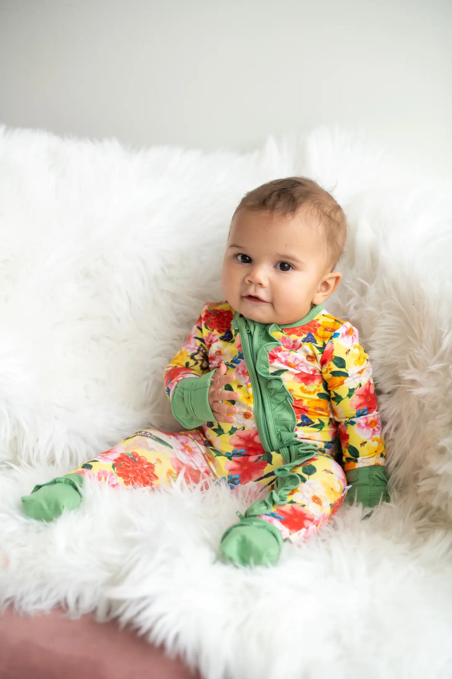 Hartley Bamboo Ruffle Convertible Zipper Footie