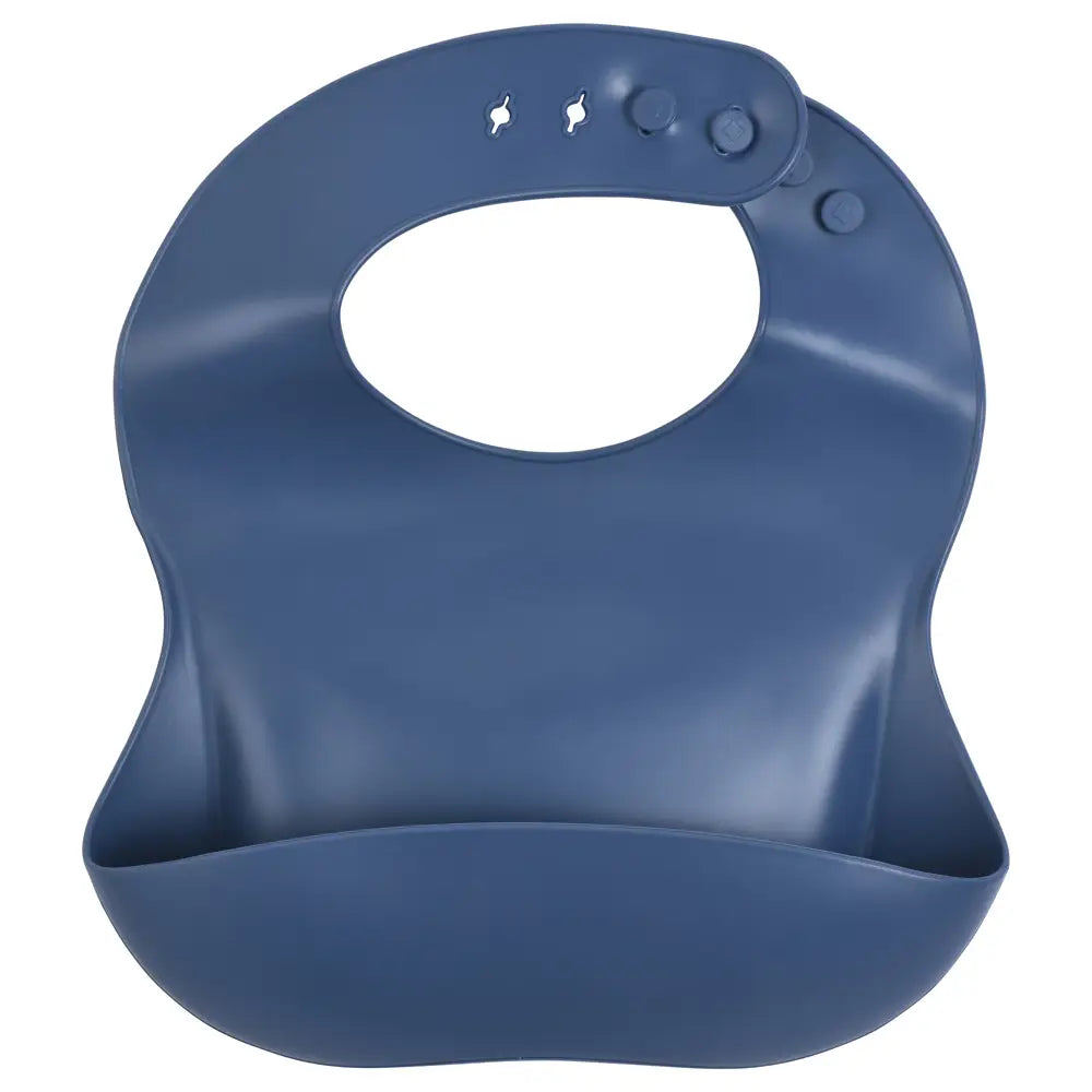 Dusty Blue Silicone Bib with Crumb Catcher