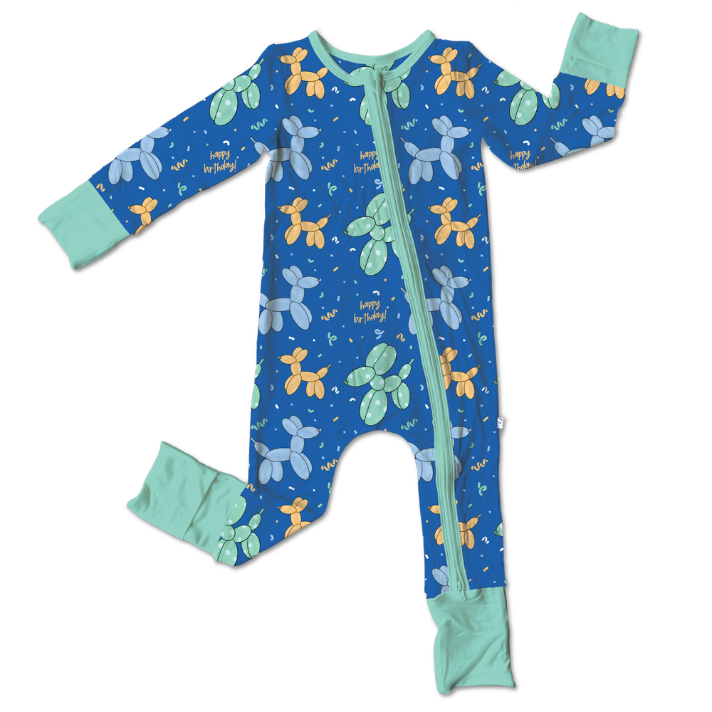 Party Animals Bamboo Zipper Convertible Footie