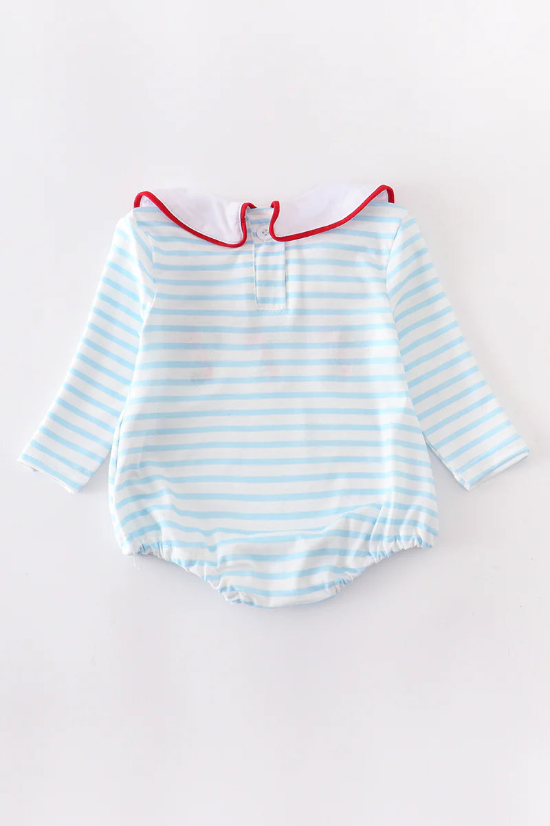 Blue Candy Cane Boy Romper
