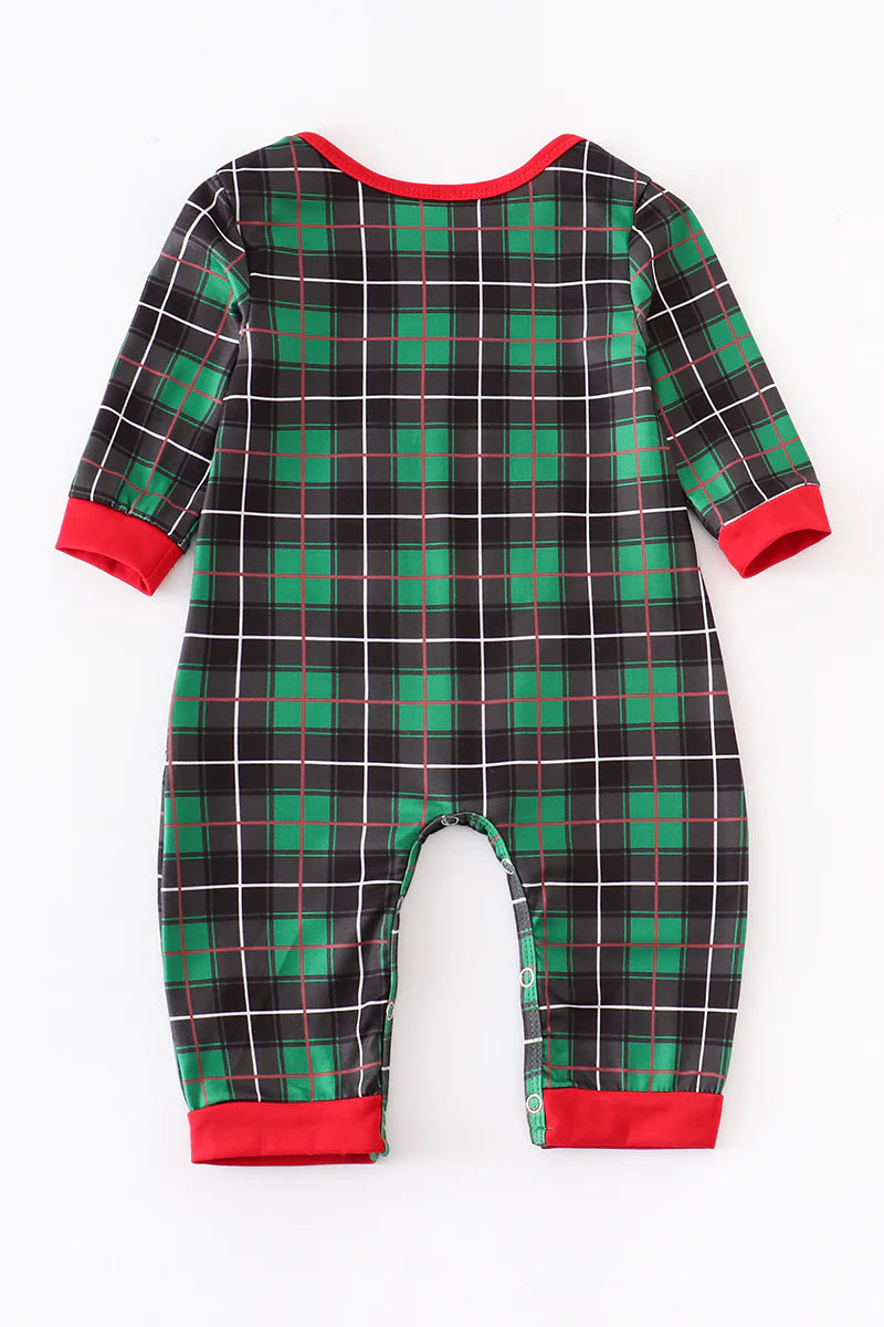 Gingerbread Plaid Applique Boy Romper