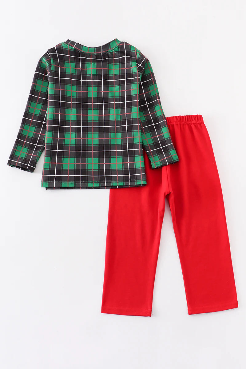 Gingerbread Plaid Applique Pant Set