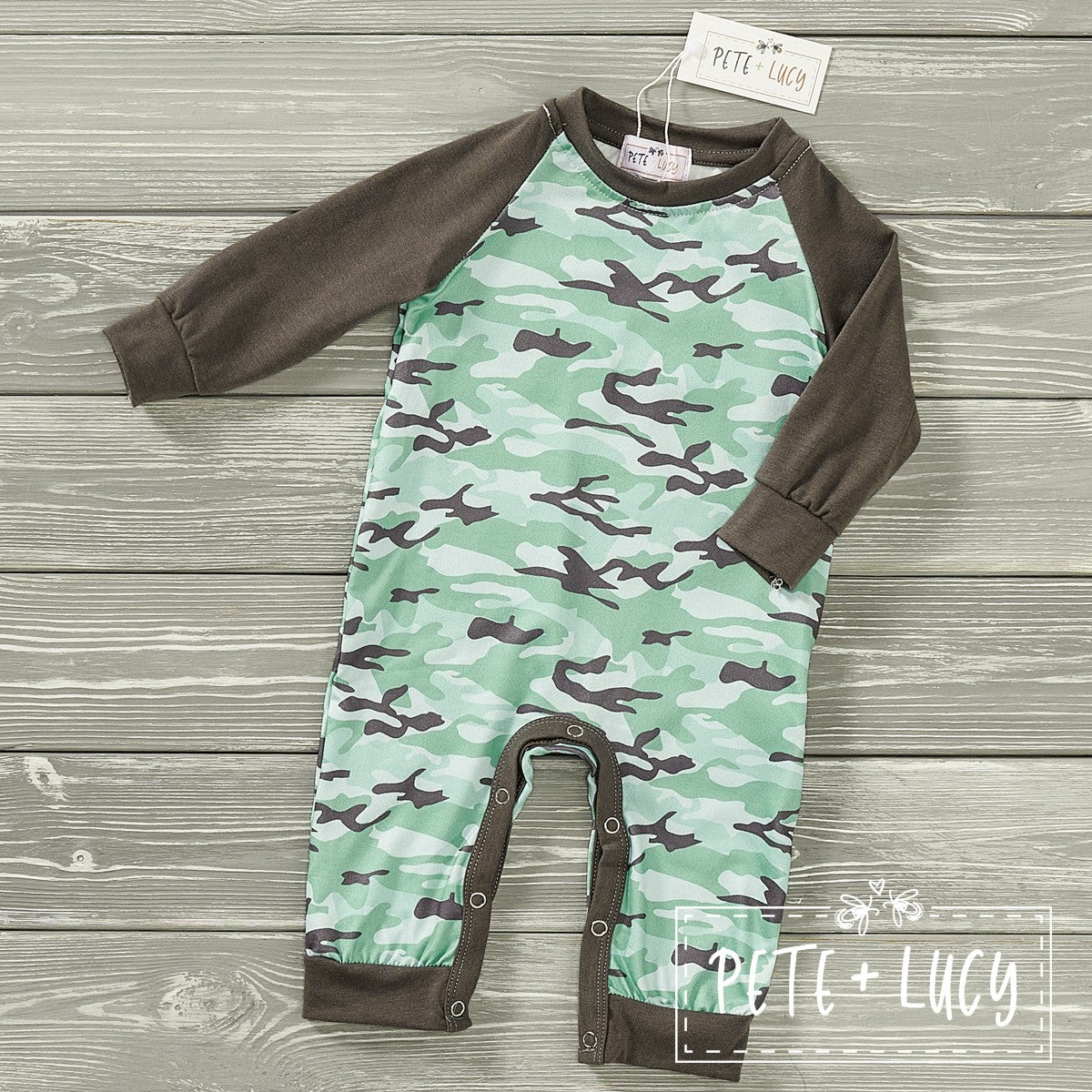 Grey Camo Boy Infant Romper