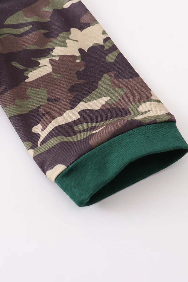 Camouflage duck embroidery romper