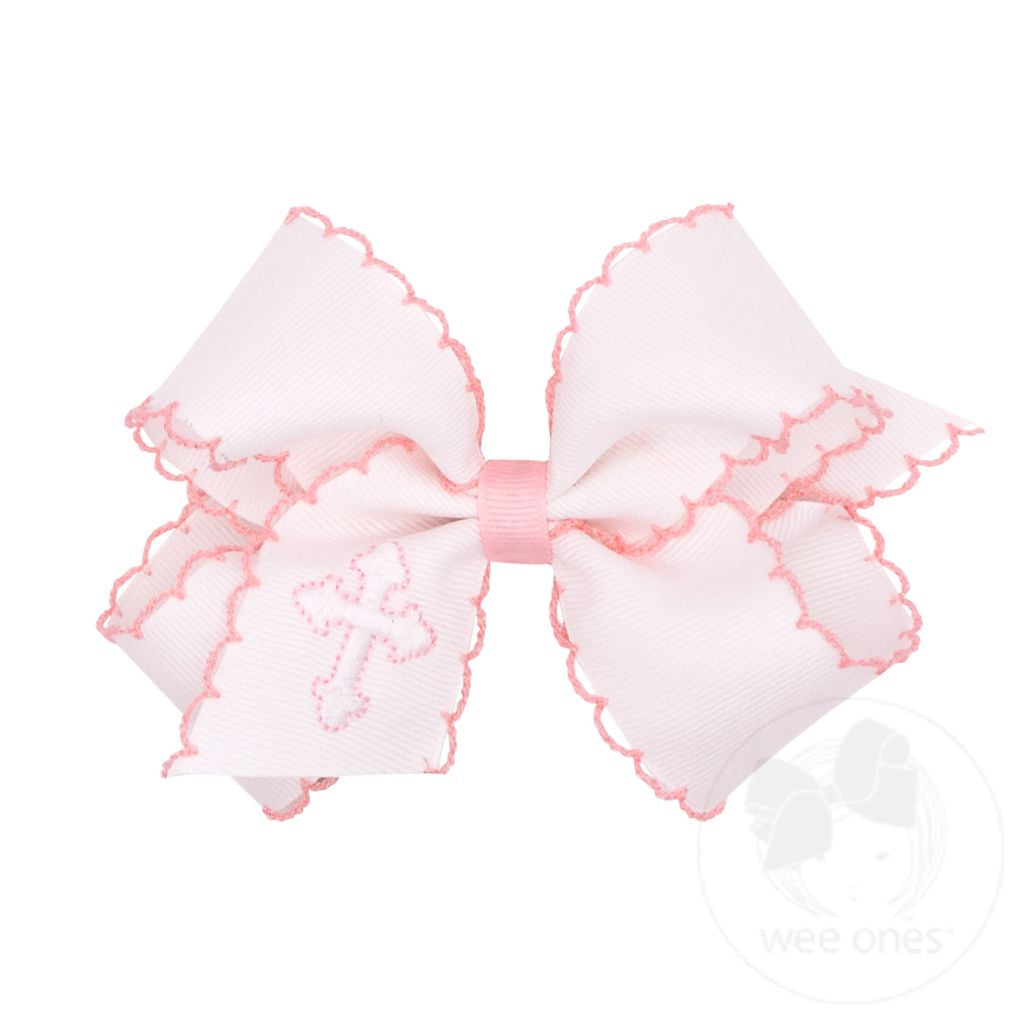 Cross Embroidered Moonstitch GG Hair Bow