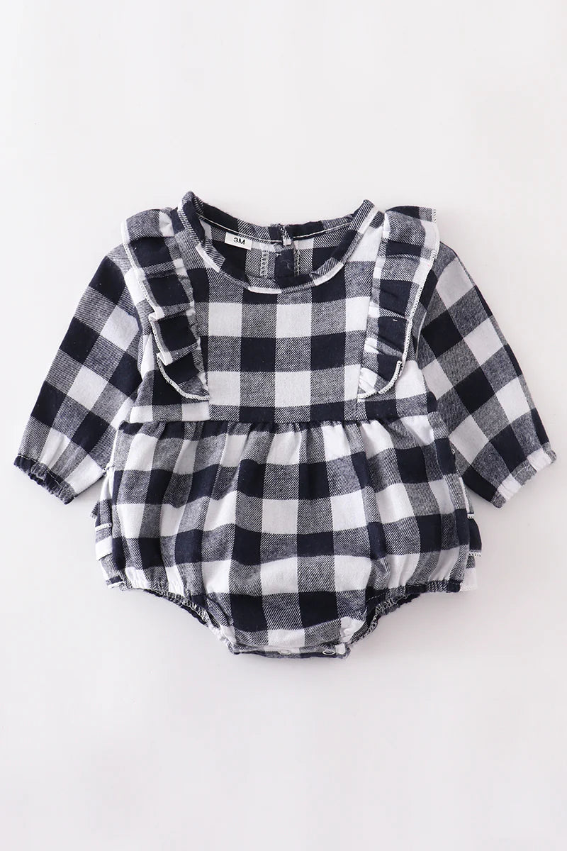Black/White Plaid Ruffle Bubble
