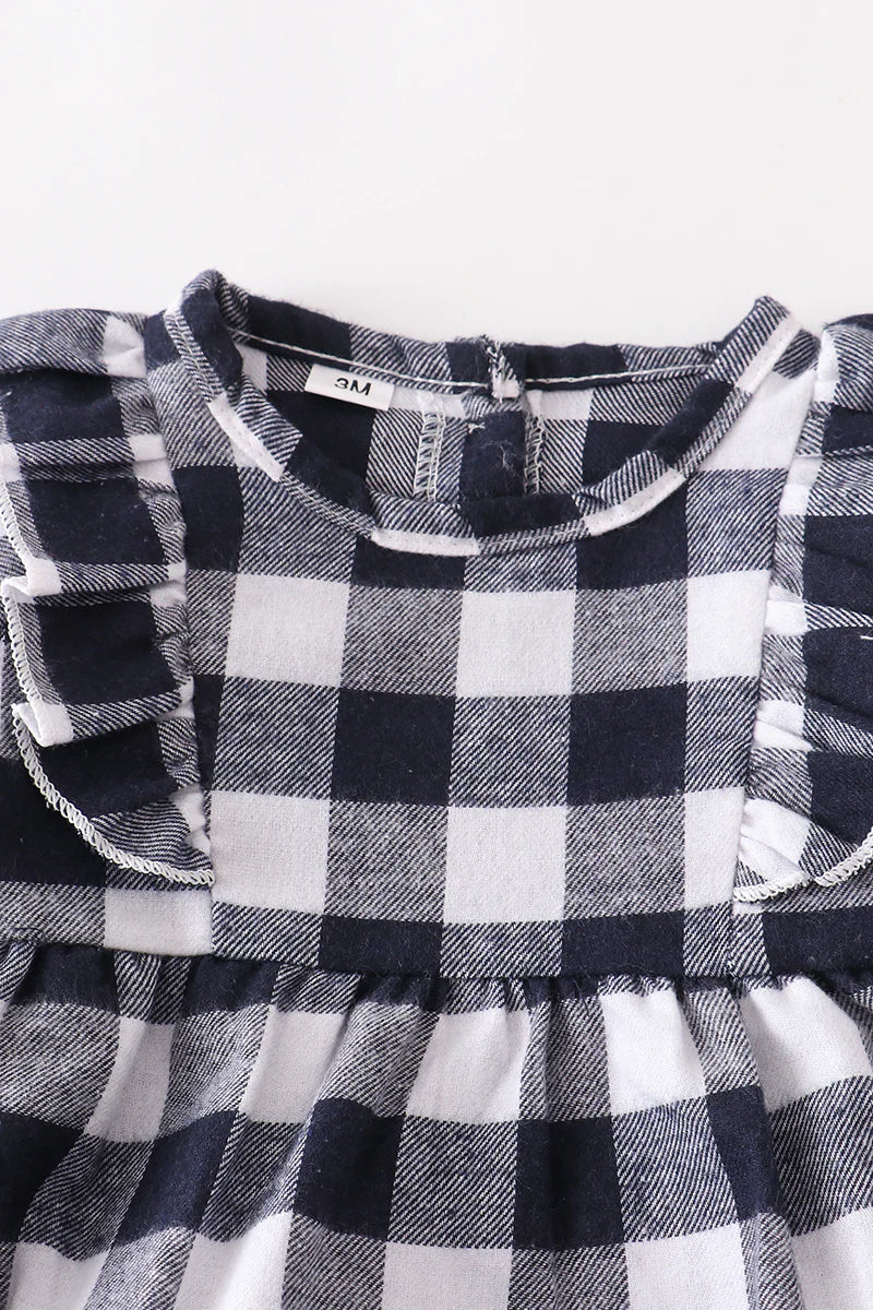 Black/White Plaid Ruffle Bubble