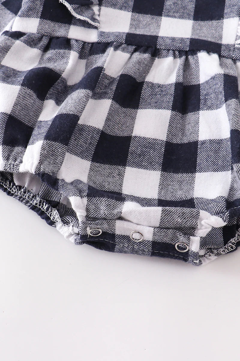 Black/White Plaid Ruffle Bubble