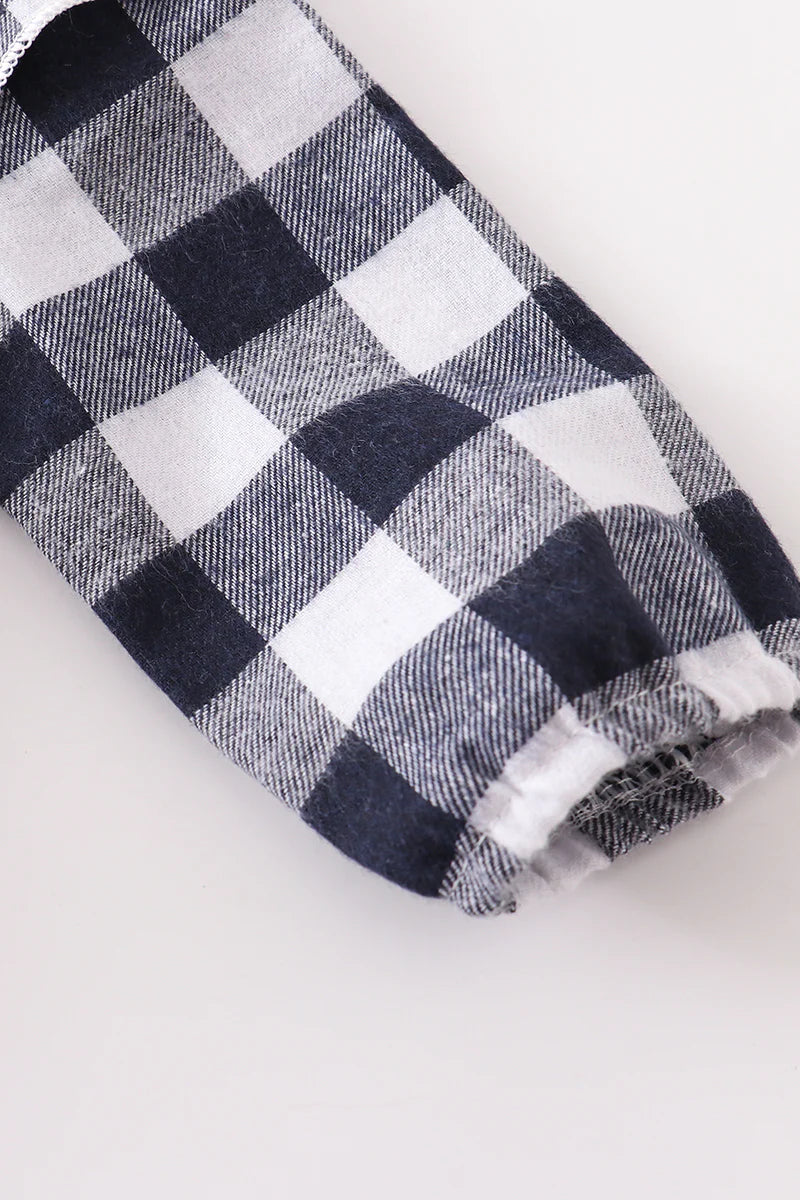 Black/White Plaid Ruffle Bubble