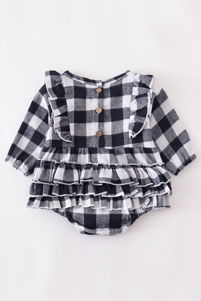 Black/White Plaid Ruffle Bubble