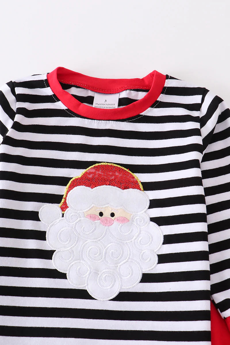 Black Stripe Santa Applique Pant Set