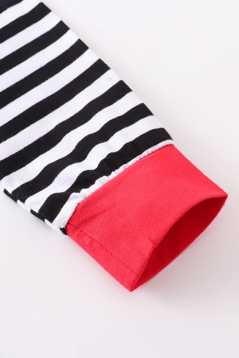Black Stripe Santa Applique Pant Set