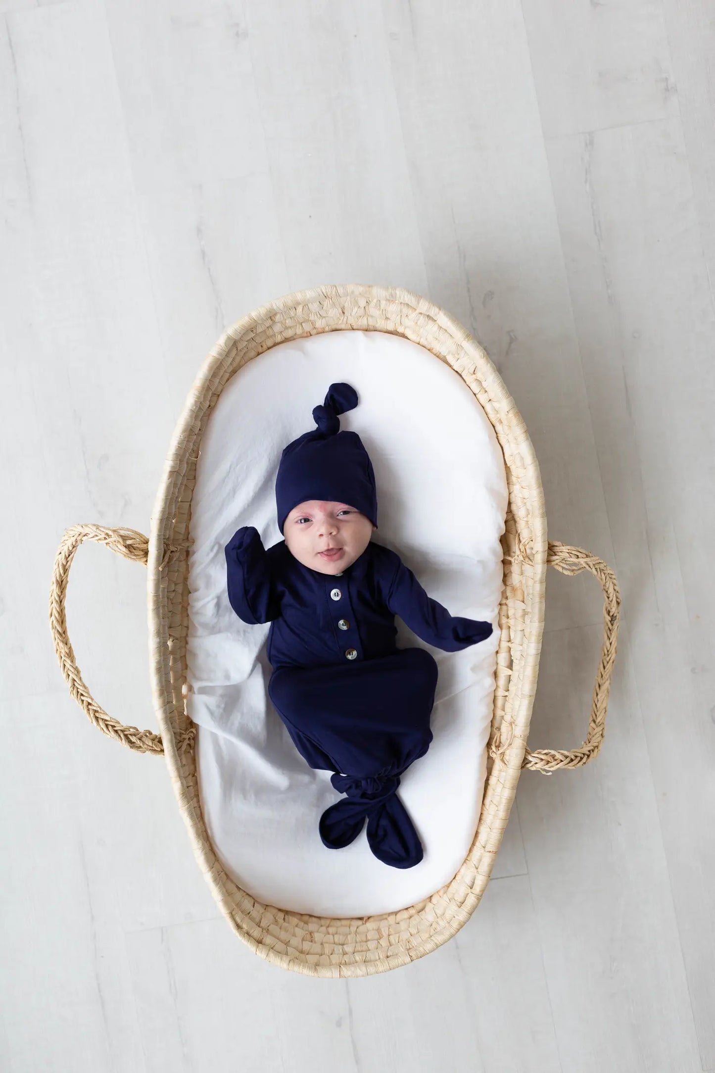 Knotted Baby Gown and Hat Set (Newborn - 3 mo.) - Baby Blue
