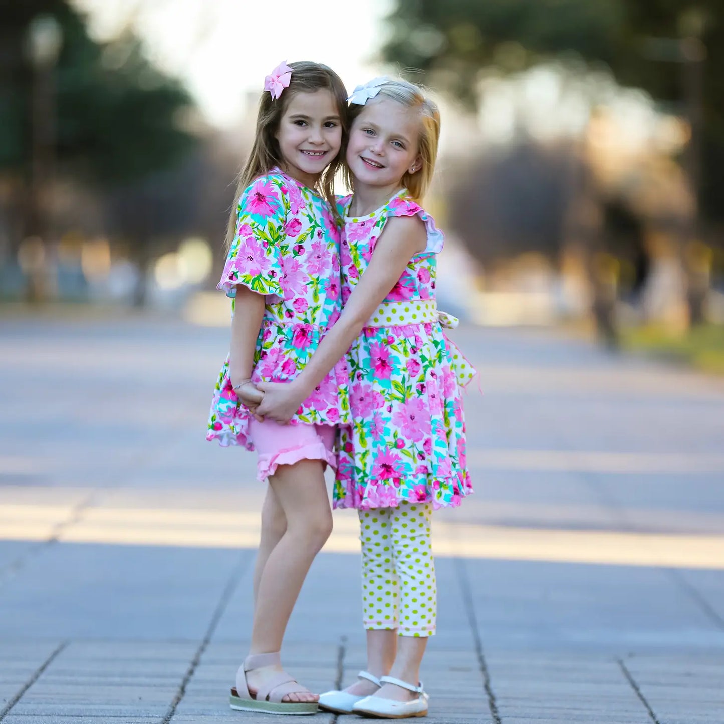 Spring Floral Dress Polka Dot Capri Leggings