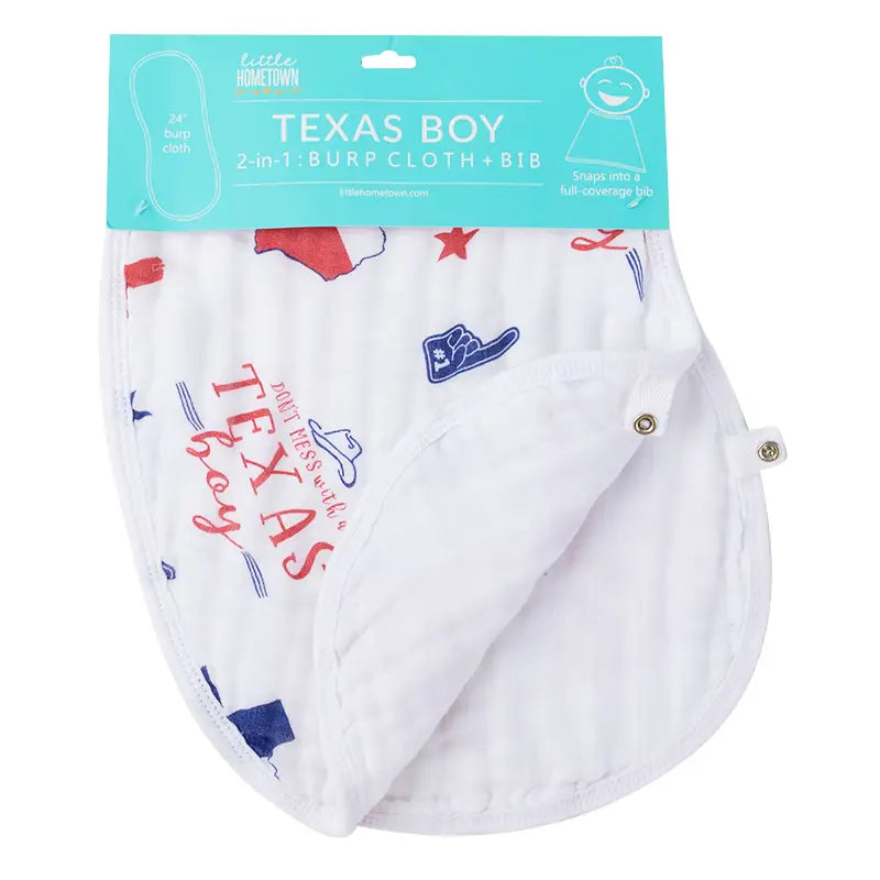 Texas Boy 2-in-1 Burp Cloth Bib Combo
