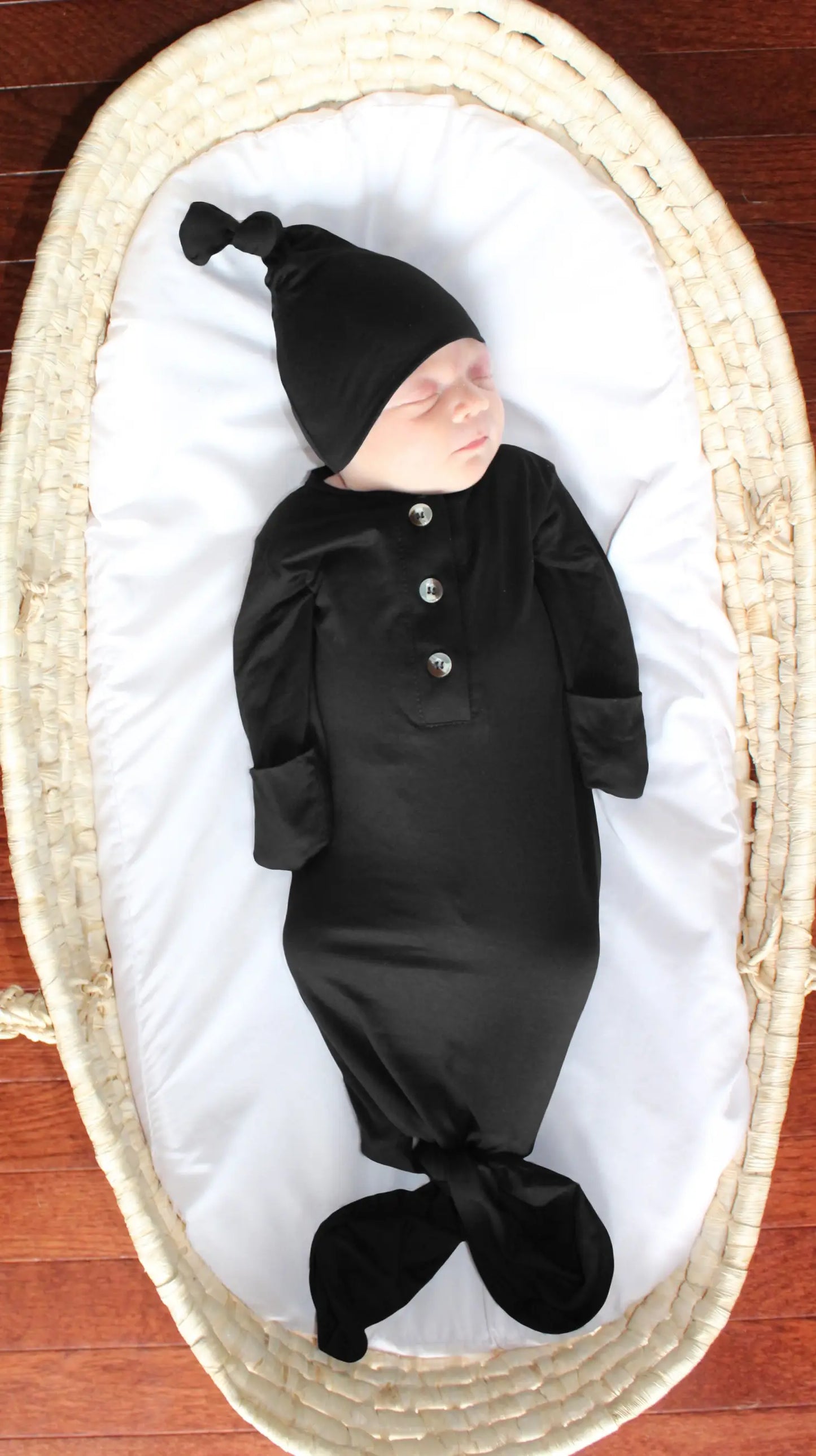 Knotted Baby Gown and Hat Set (Newborn - 3 mo.) - Baby Blue
