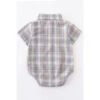 Brown/Blue Plaid Boy Shirt Romper