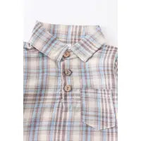 Brown/Blue Plaid Boy Shirt Romper