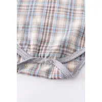 Brown/Blue Plaid Boy Shirt Romper