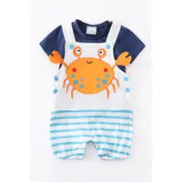 Blue Striped Crab 2 PC Applique Set
