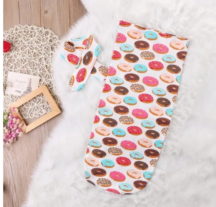 Donut Print Infant Swaddle 2Pc Set