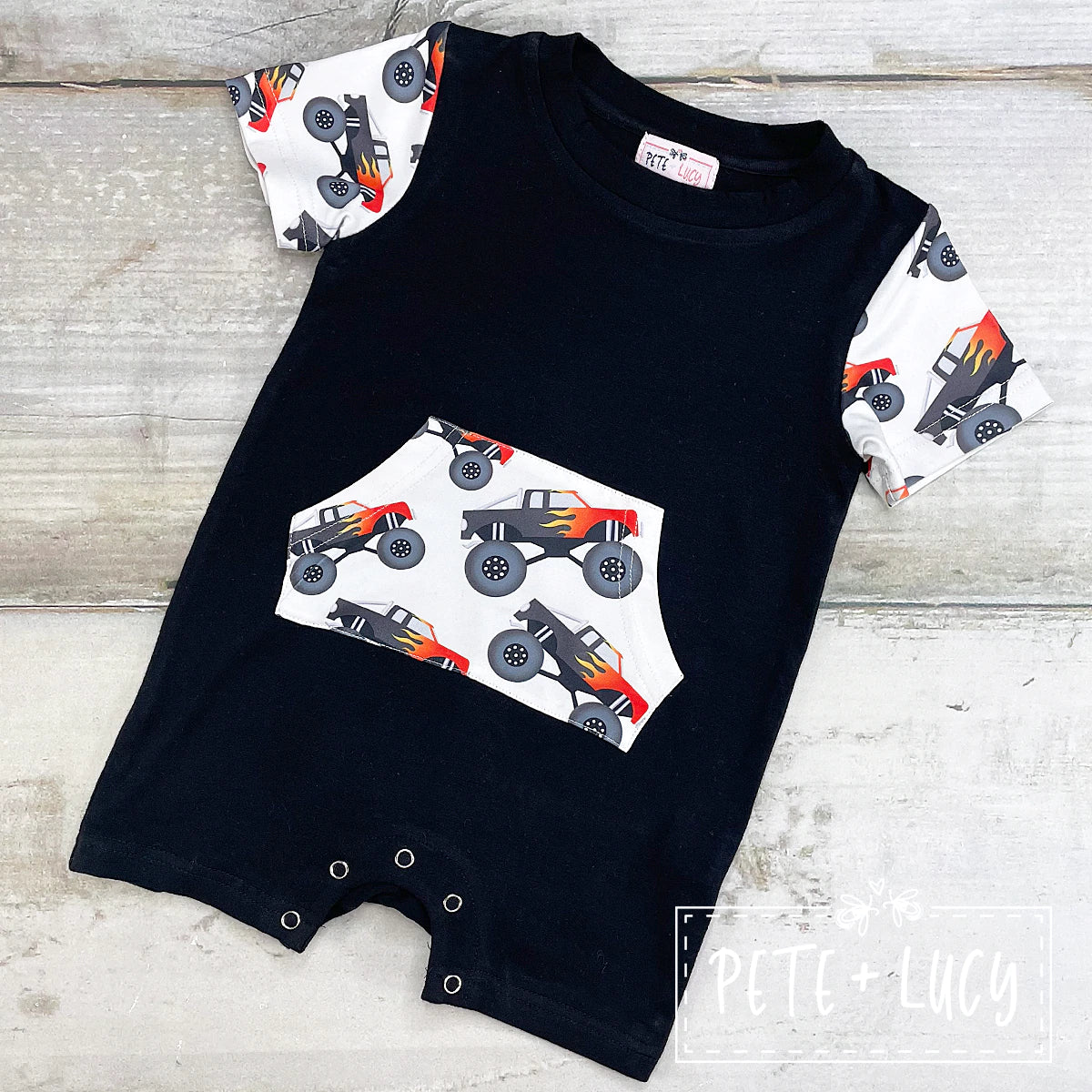 Monster Trucks Boys Infant Romper