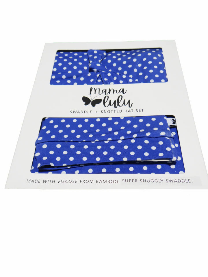 Nursery Rhymes Blue Polka Dot Swaddle Set