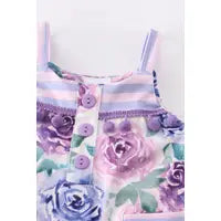 Purple Floral Baby Romper Set