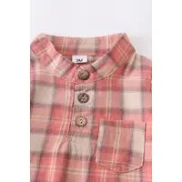 Rust Plaid Baby Boy Shirt Bubble