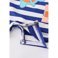 Striped Turtle Applique Baby Romper