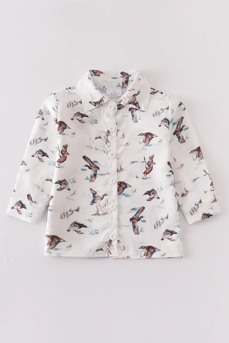 Duck Print Button Up
