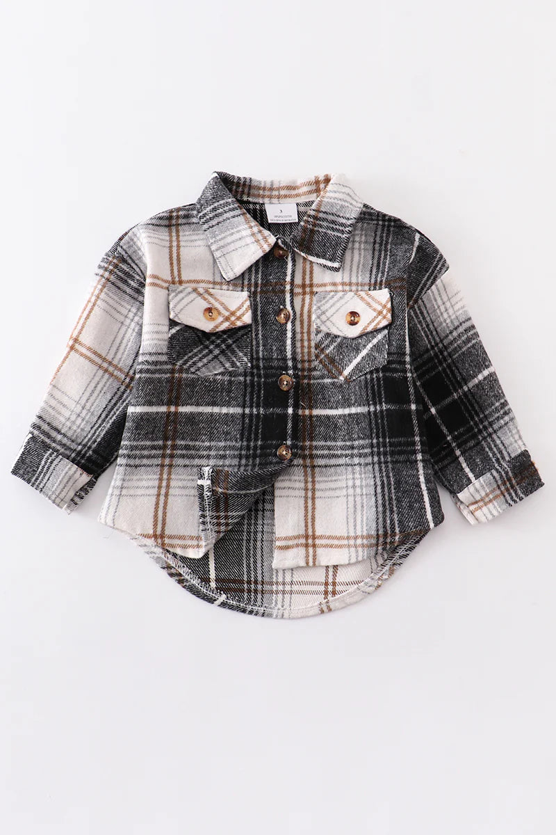 Black Plaid Mommy & Me Button Down