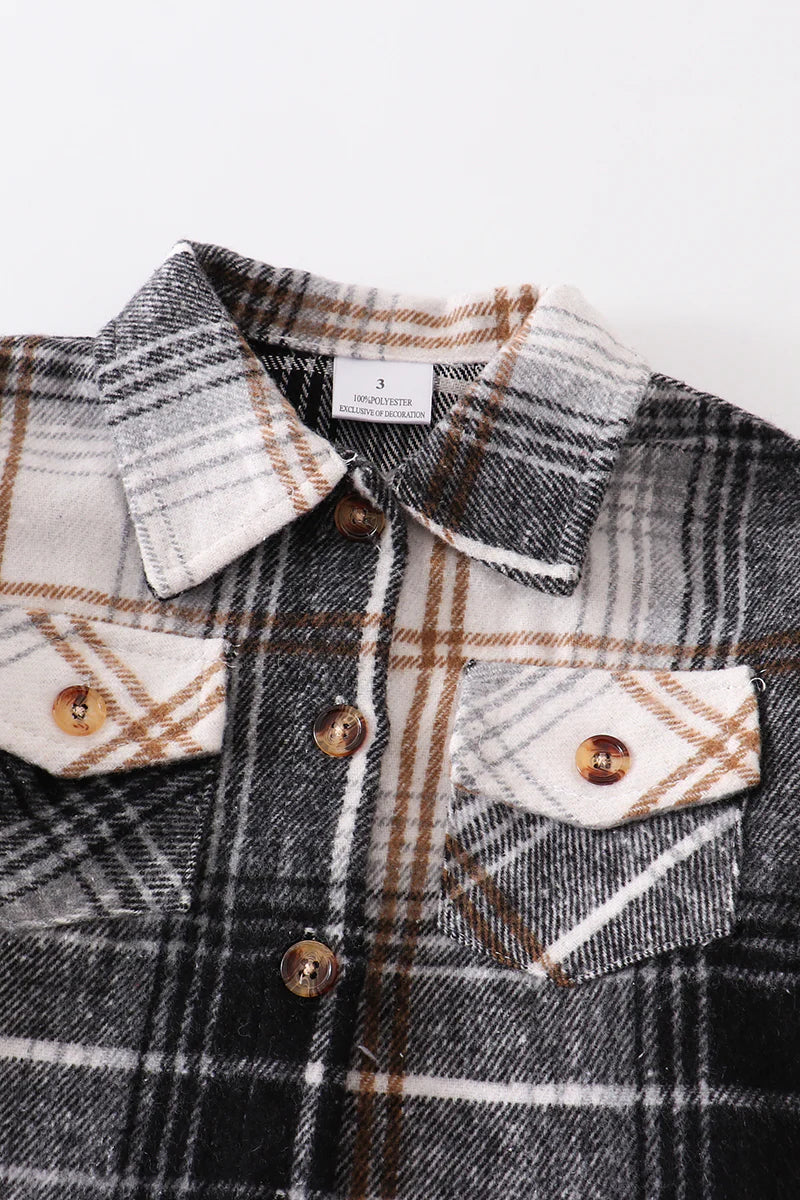 Black Plaid Mommy & Me Button Down