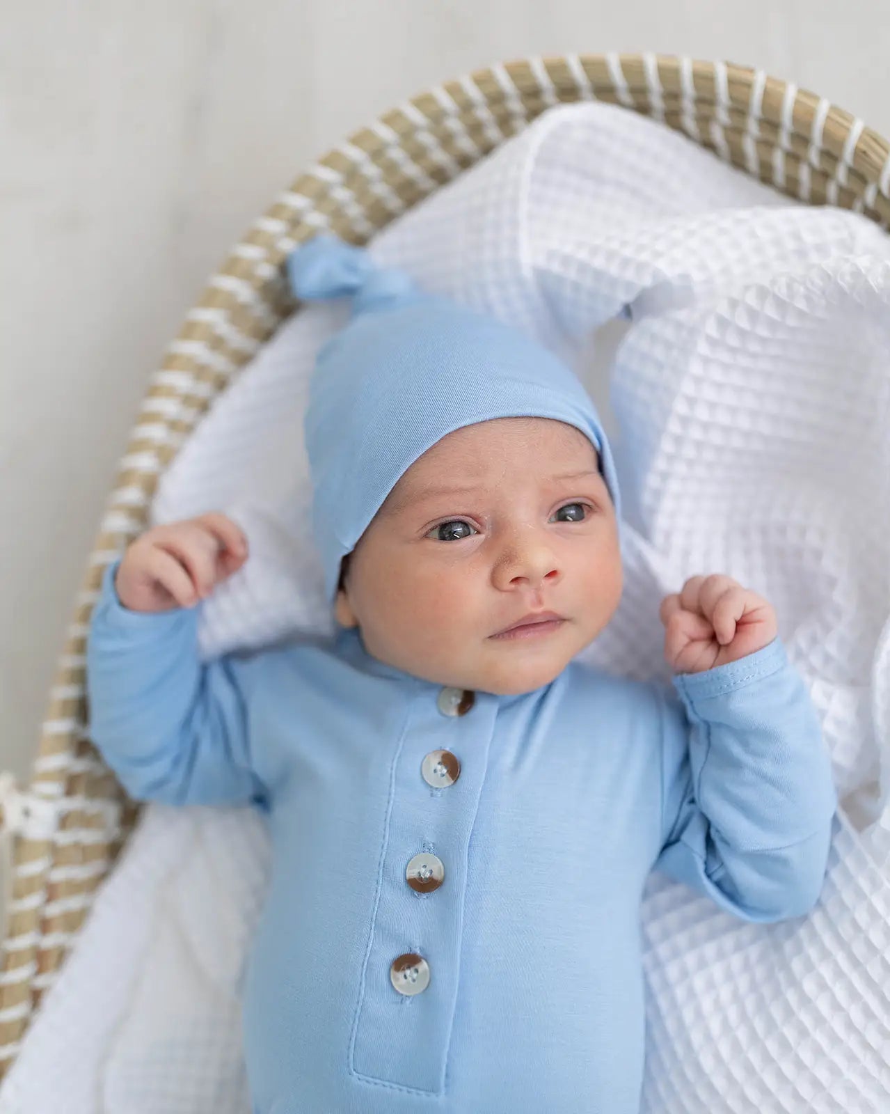 Knotted Baby Gown and Hat Set (Newborn - 3 mo.) - Baby Blue