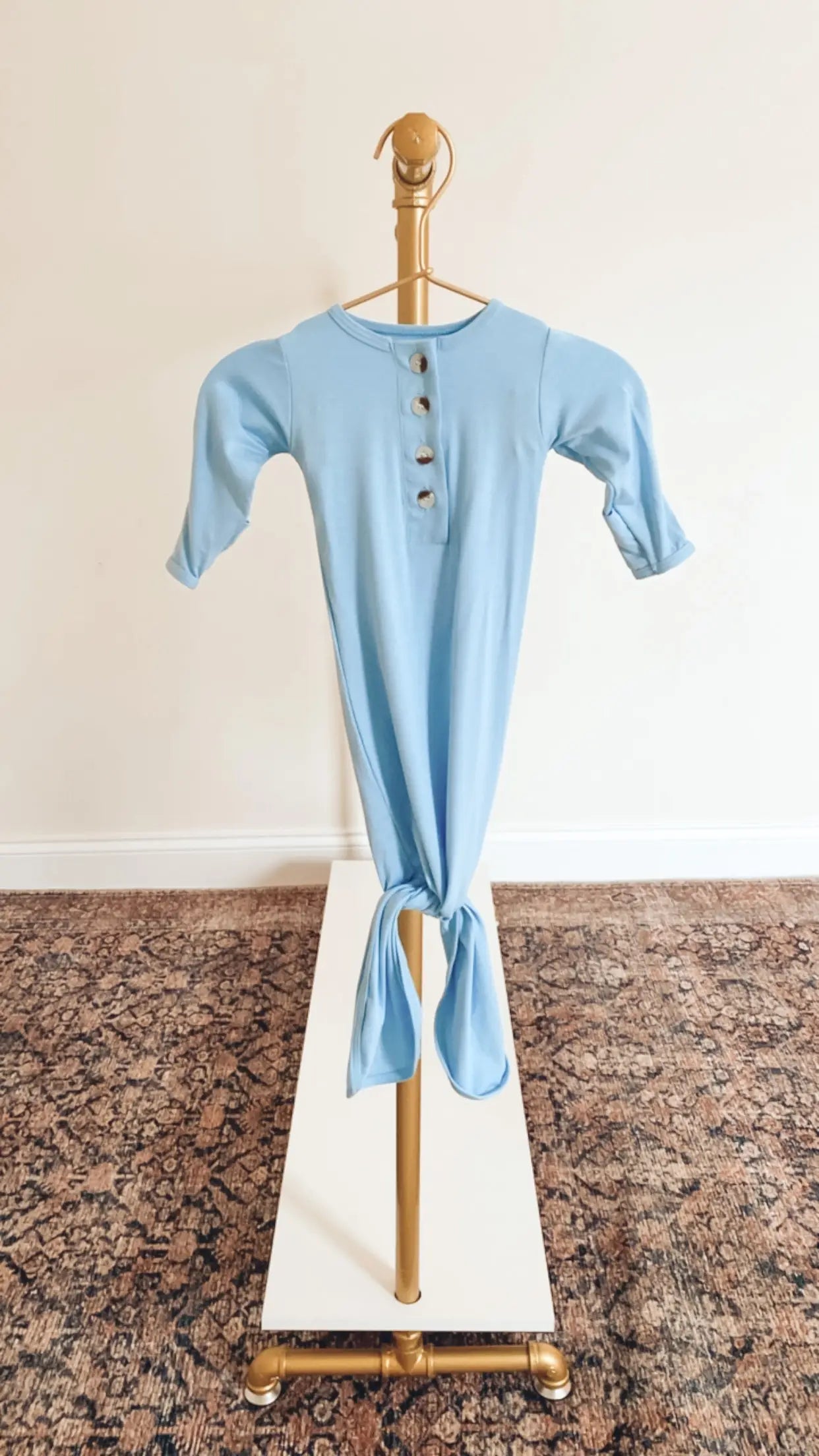 Knotted Baby Gown and Hat Set (Newborn - 3 mo.) - Baby Blue