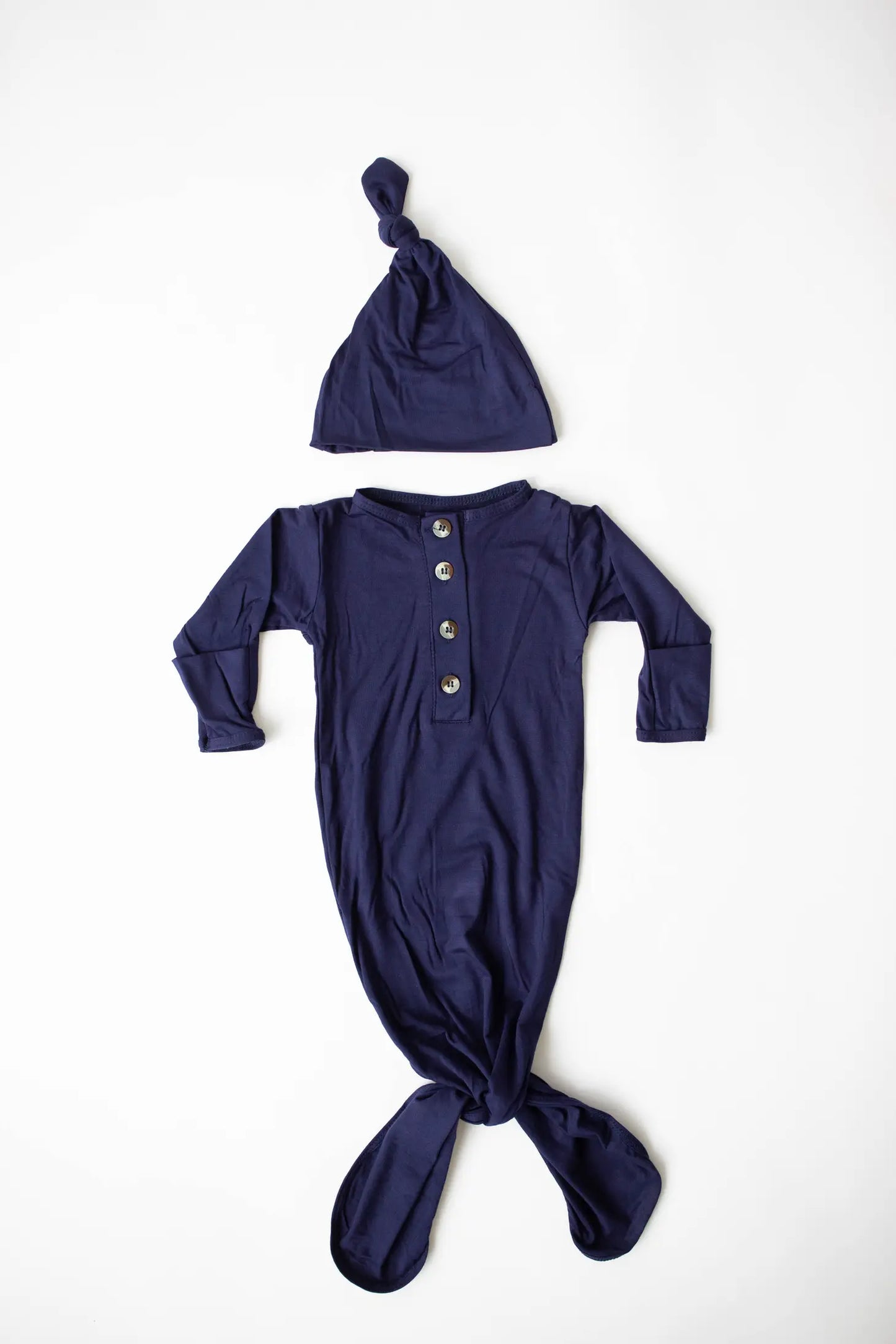 Knotted Baby Gown and Hat Set (Newborn - 3 mo.) - Baby Blue