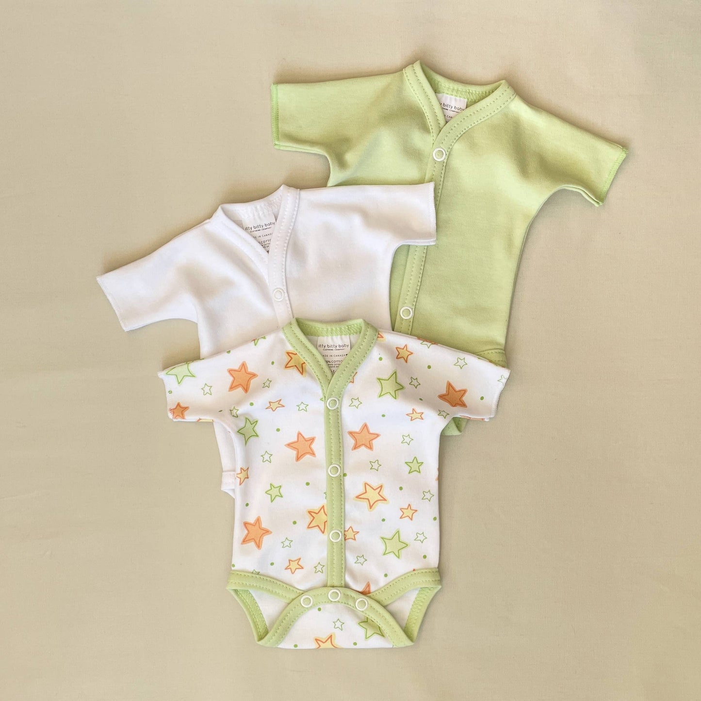 Preemie Front Snap Opening Bodysuit 3-pack