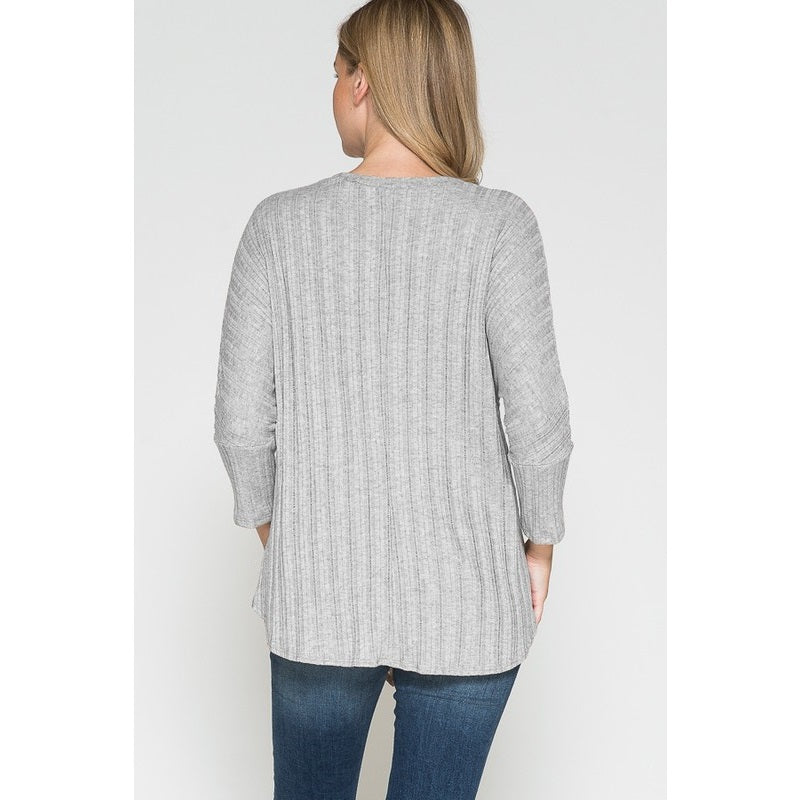 Maternity Round Neck Front Tied Dolman Top