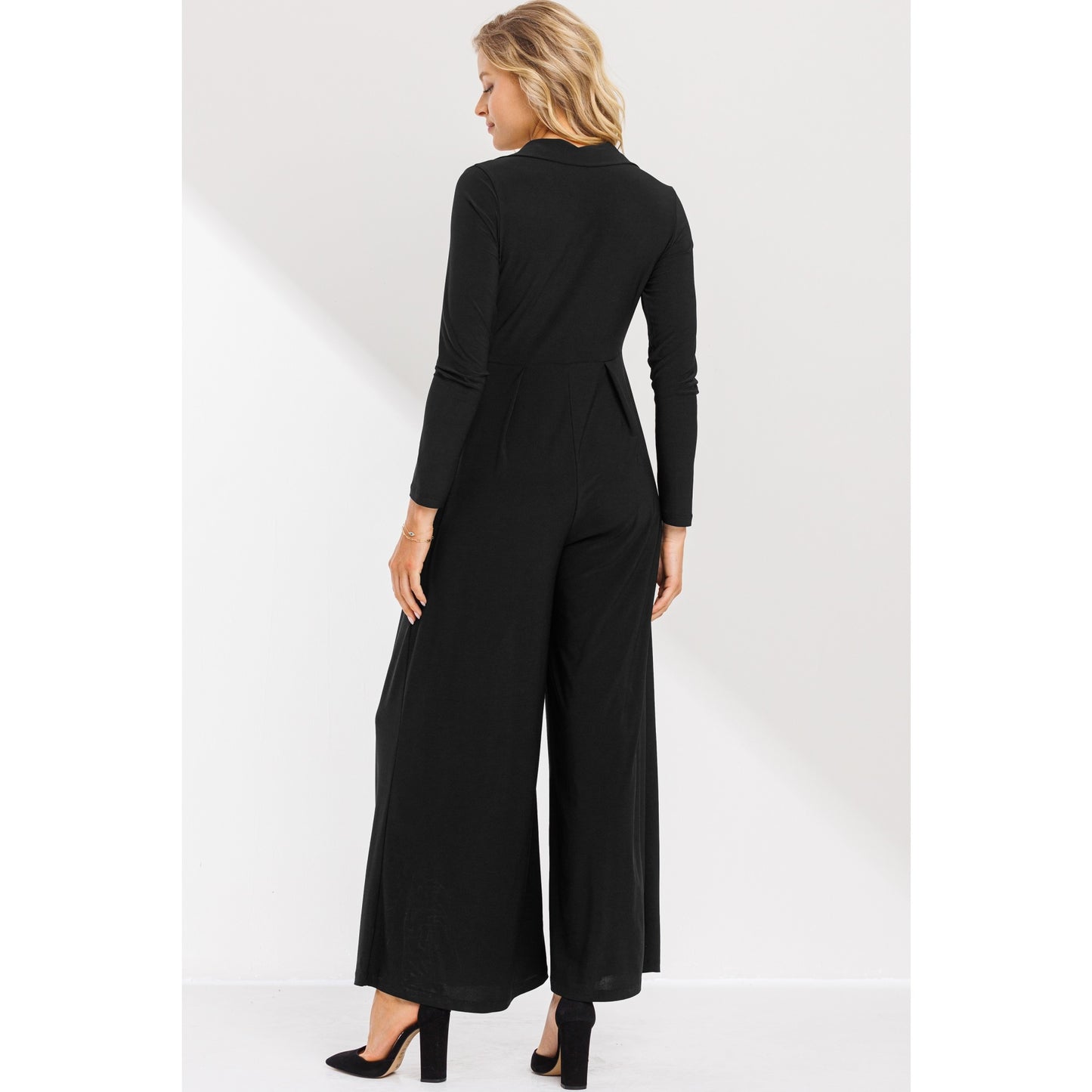 FAUX WRAP WIDE LEG MATERNITY JUMPSUIT