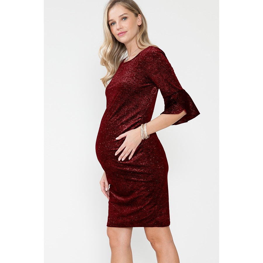 Maternity Flounce Half SL Cocktail Midi Dress