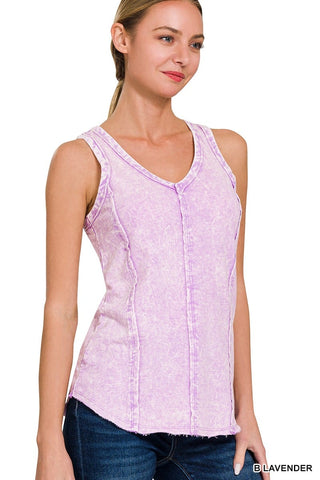 RTS: Zenana CRINKLE WASHED /TERRY RAW EDGE Tank