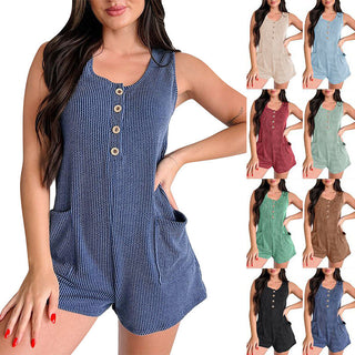 PREORDER: The Penny Ribbed & Button Tank Romper 4.28.25 OSYM