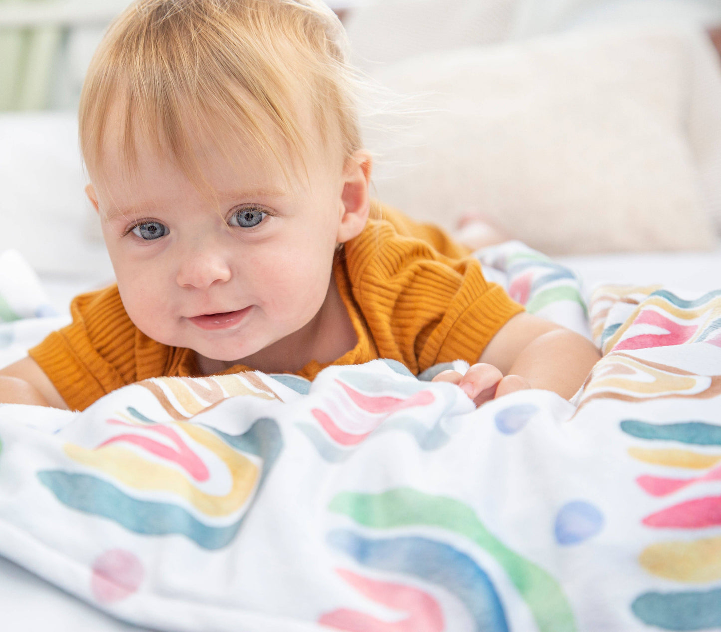 Baby & Toddler Minky Blanket - Blue Rainbow