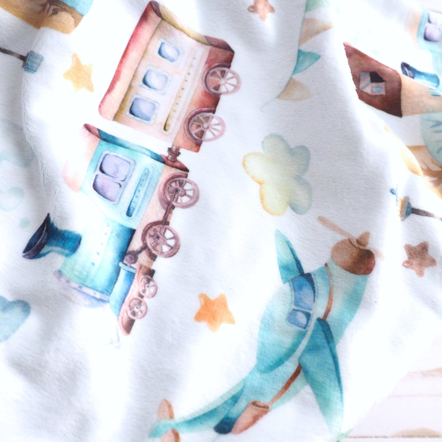Premium Baby & Toddler Minky Blanket - Planes, Trains, Autom