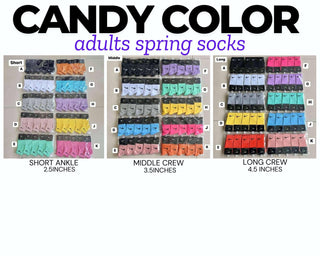RTS: Candy Color Adult Spring Socks